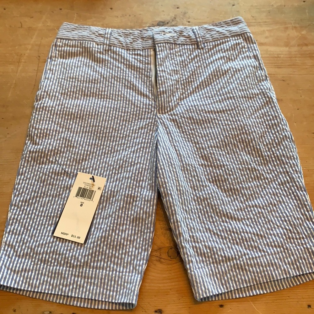 Polo by Ralph Lauren Blue and White Striped Seersucker Shorts